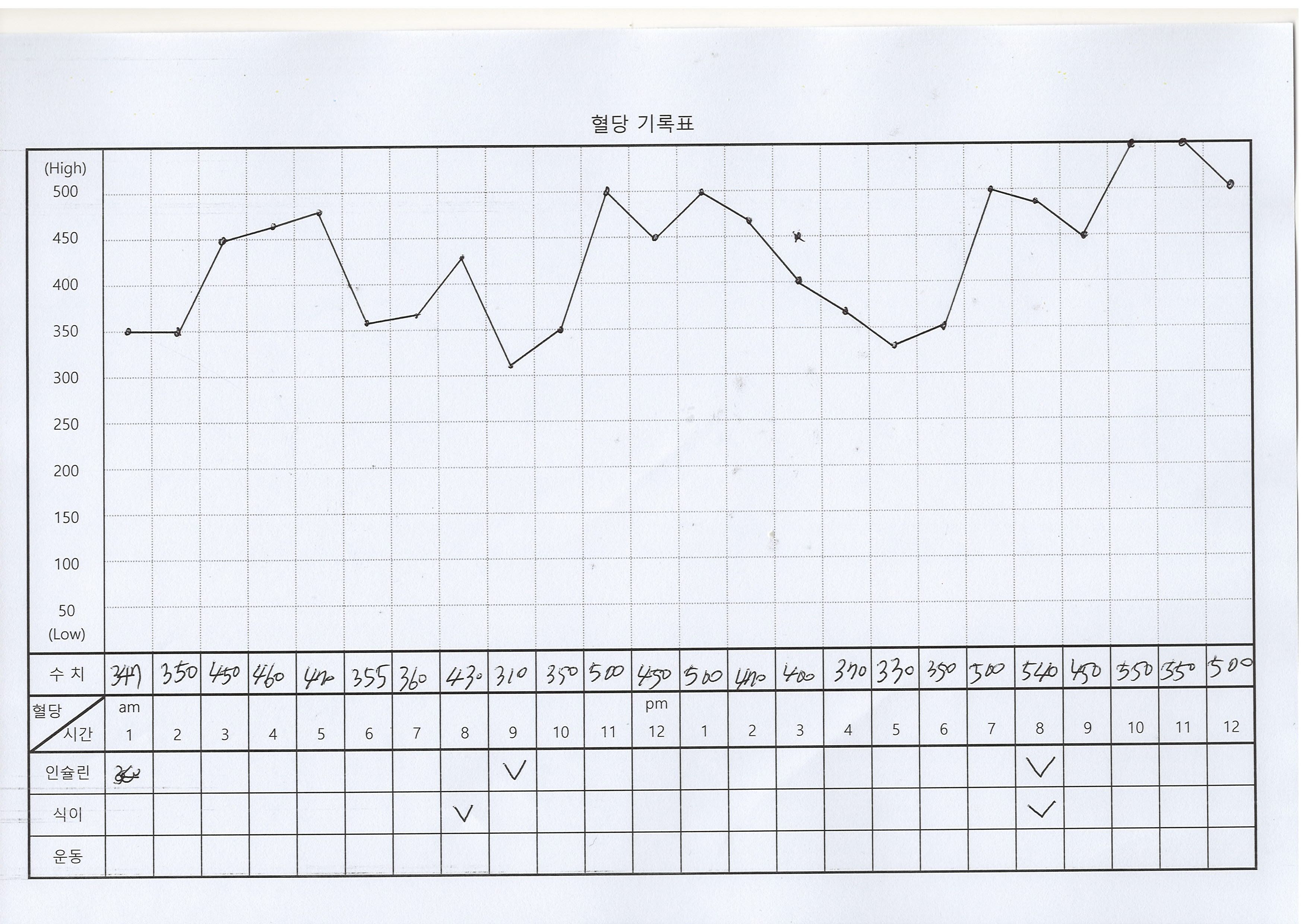 혈당곡선 작성 예시
